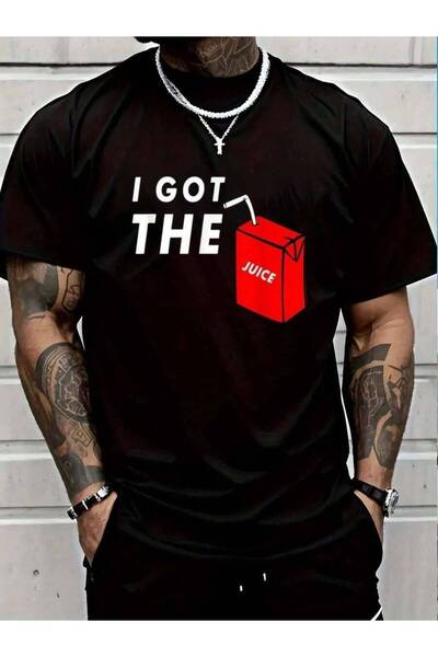 01THEONE تي شيرت صيفي للرجال من القطن 100%، تصميم I Got The Carton Juice Slan...