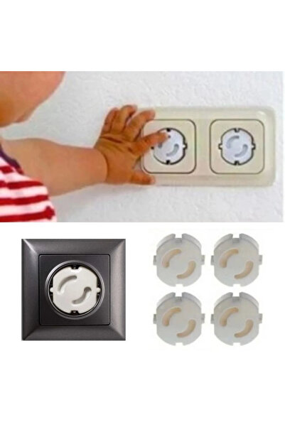 TakÇalıştır 4 Piece Child Safety Grounded Socket Cover Set - Safety Button In...