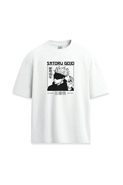 Darkia Jujutsu Kaisen Gojo Satoru Printed Design Relax Fit White T-Shirt