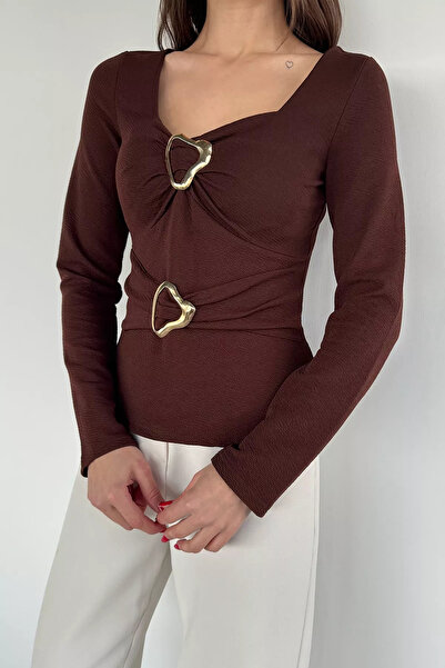 Aryena Brown Women's Buckle Blouse