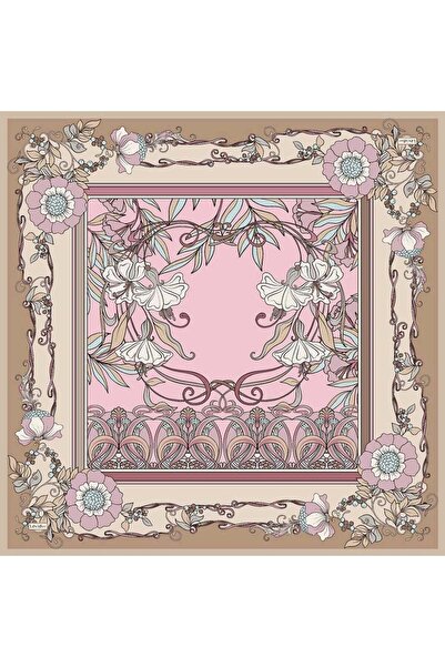 Levidor Pink Lily Flower Pattern Twill Silk Scarf