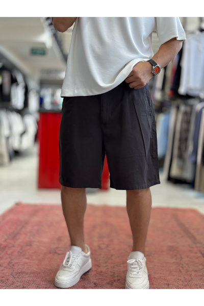 BYBASICMAN Brown Linen Loose Fit Shorts Df-3418