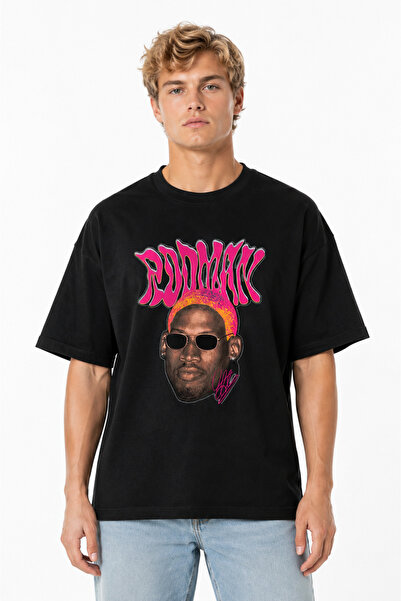 Compostela Unisex Women's Men's Dennis Rodman Pink Front Printed Oversized Th...