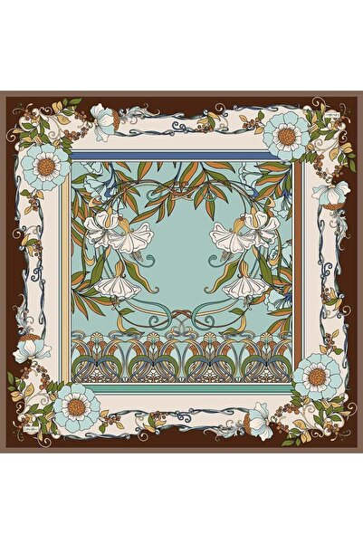 Levidor Bitter Brown Lily Flower Pattern Twill Silk Scarf