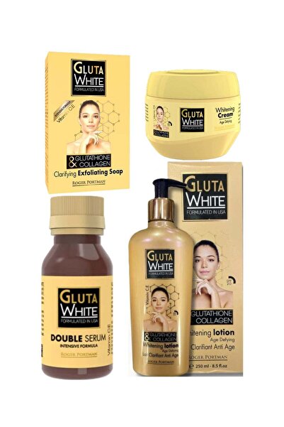 GLUTA WHITE 4-Piece Set – Glutathione & Collagen Whitening Body Lotion 250ml,...