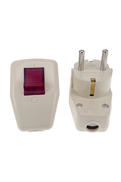Choice European Germany Schuko Rewireable Power Plug With Red ON OFF Switch 1...