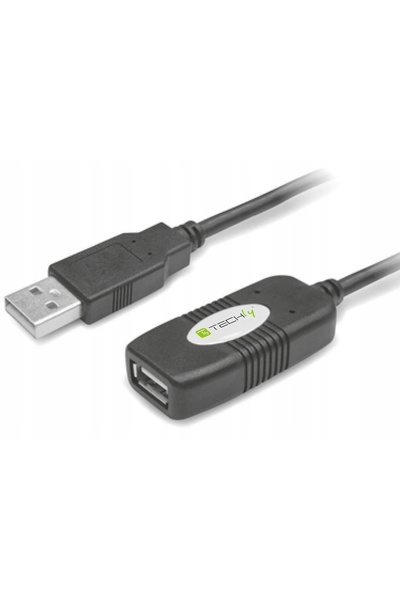 Techly Cablu prelungitor USB 2.0 A-A M/F Activ 10m Negru