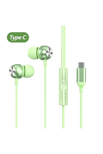 Choice6 سماعات أذن سلكية خضراء من نوع Type-C مع مدخل 3.5 ملم USB Type C، سماع...