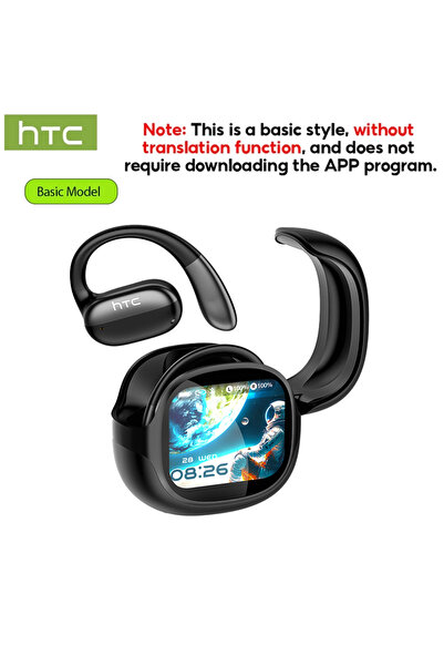 choice2 سماعات أذن لاسلكية سوداء من HTC NE58 بتقنية البلوتوث وشاشة لمس LED وت...