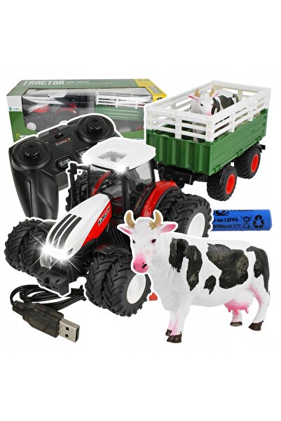 Stator Tractor cu telecomandă cu remorcă și vacă, Tractor RC telecomandat 41c...