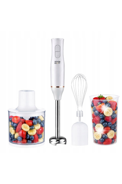NO BRAND Blender de mână multifuncțional, mixer și tocător, set 4-în-1, alb, ...