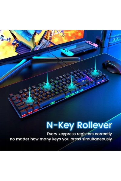 NO BRAND Tastatură mecanică RGB USB cu fir QWERTZ PC305A