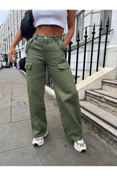 NO BRAND Pantaloni Blugi Buzunare Kaki Shein 34