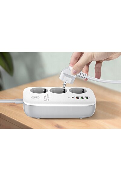 NO BRAND Ldnio Sew3452 Prelungitor cu 3 prize AC, 4 porturi USB, Wi-Fi