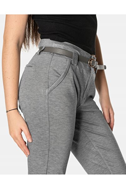NO BRAND Pantaloni eleganți de damă tip chinos cu talie înaltă + curea 218503...