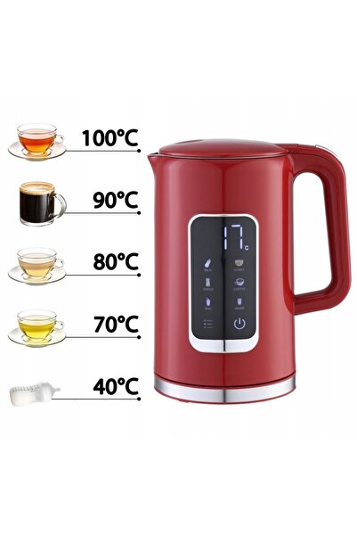 NO BRAND Fierbător electric Platinet Roșu Burgund 2200 W 1,7 L Roșu