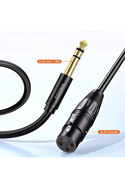 NO BRAND Cablu microfon stereo XLR cu 3 pini / Jack de 6.3mm, lungime 2m