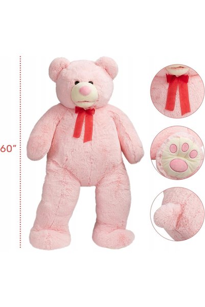 NO BRAND Ursuleț de pluș XXL Roz cu clapetă, Jucărie mare, Cadou, 150 cm