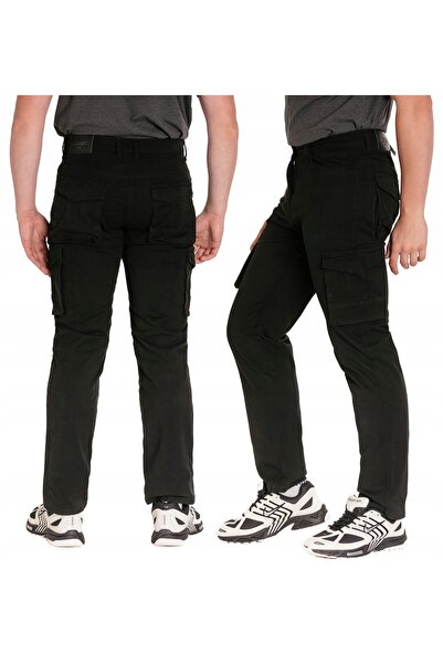 NO BRAND Pantaloni cargo militari de trekking pentru bărbați, negri, cu 7 buz...