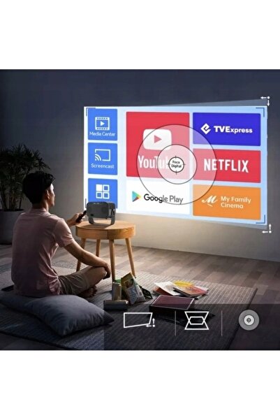 NO BRAND Proiector Portabil Mini Full HD Wifi Rotativ Android TV