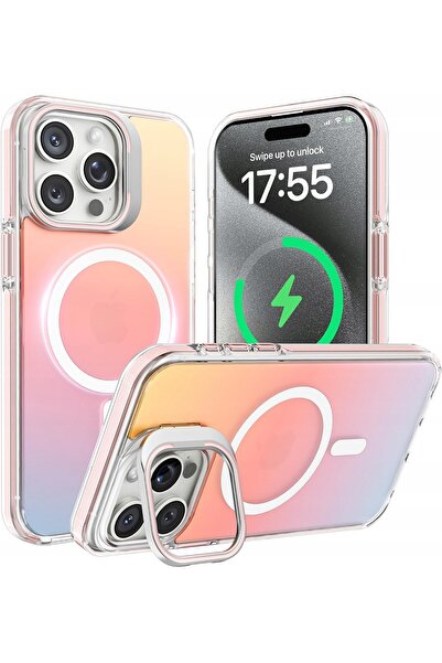 NO BRAND Ornarto Husă Magsafe iPhone 15 Pro cu Suport, Holografică, Gradient ...