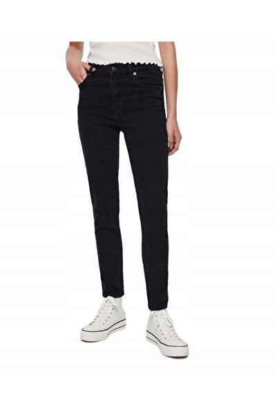 NO BRAND Pantaloni skinny clasici negri, lungi, netezi, blugi de casă 44