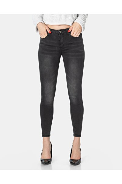 NO BRAND Blugi negri skinny fit, pantaloni slim de damă, din bumbac elastic 2...