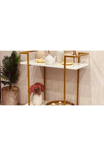 lmstabda A wood serving cart that replaces marble, 2 levels, with easy-to-mov...