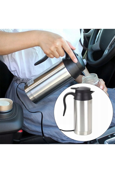 NO BRAND Cafetieră auto din oțel inoxidabil 12V, cu priză la brichetă + mâner...