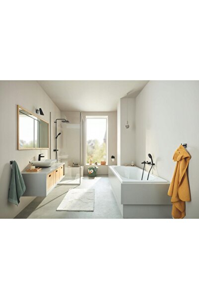 NO BRAND Suport de perete Start Cube pentru halat de baie, Negru Mat, Grohe 4...
