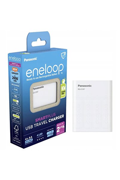 PANASONIC Kit Eneloop K-KJ87MCD40USB, încărcător BQ-CC87 + 4x baterii AA 2000mAh
