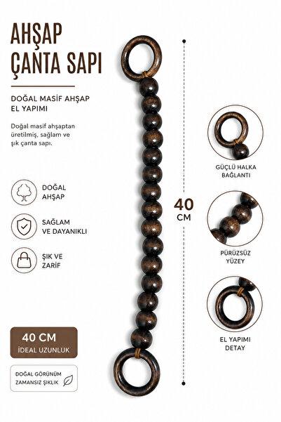 vollen yarn Doğal Masif Ahşap Çanta Sapı 40 cm El Yapımı Boncuklu Çanta Kulpu...
