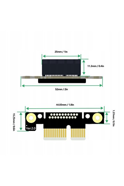 NO BRAND Cablu prelungitor flexibil PCI-E 1X cu indicatori LED, tensiune, 10 cm