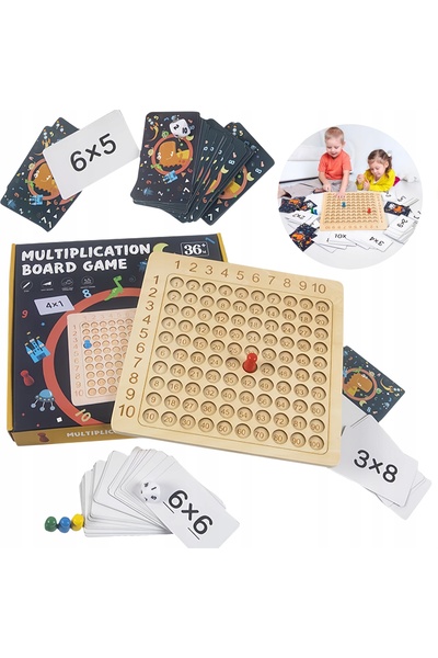 NO BRAND Joc de societate din lemn cu tabla înmulțirilor, Montessori, educati...