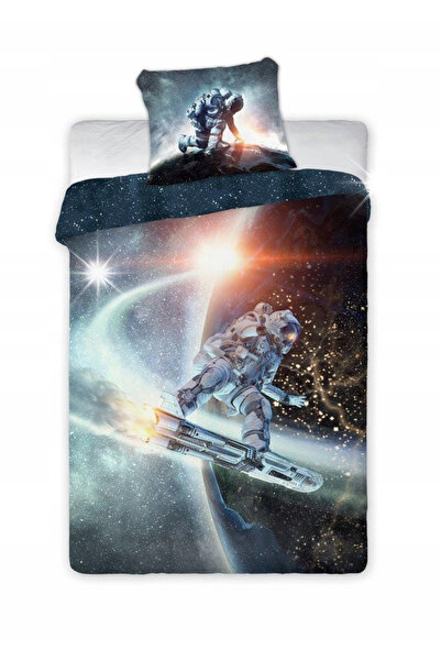 NO BRAND Lenjerie de pat pentru copii, bumbac, 140x200, planete cosmos 2