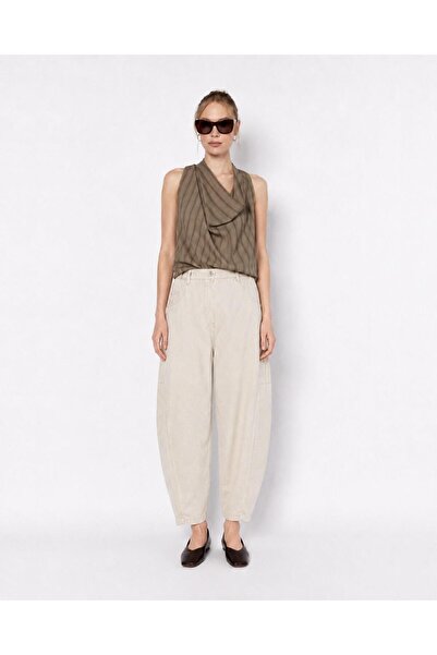 TENA Women's Stone Shalwar Cut Balloon Pants with Gazi Stitching