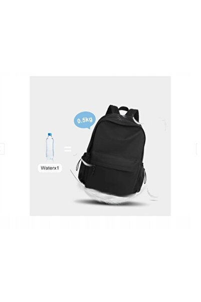 NO BRAND Rucsac școlar negru clasic de bază impermeabil