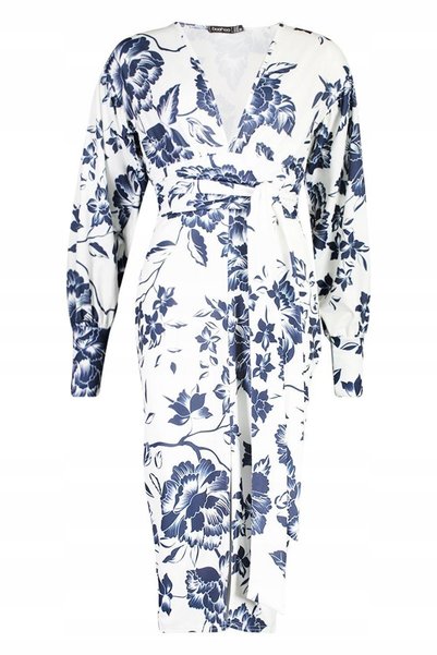 NO BRAND Rochie midi de cocktail boohoo cu mânecă lungă și imprimeu floral al...