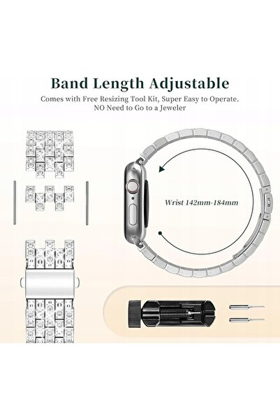 NO BRAND Wutwuk z brățară cu diamante pentru Apple Watch SE2 9/8/7/6/5/4 carc...