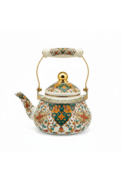 AKDC Cream Enamel Kettle with Floral Design – 1.5 Ltr