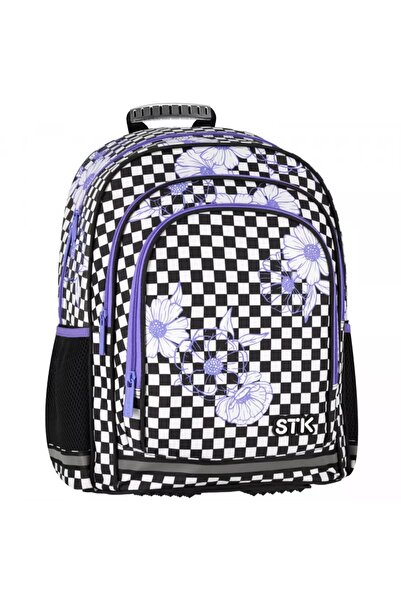 NO BRAND Rucsac școlar Starpak cu multiple compartimente, alb, negru, mov, 23l