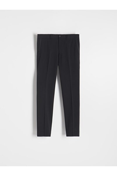 NO BRAND Pantaloni lungi clasici negri, cu croială conică, buzunare netede, 50