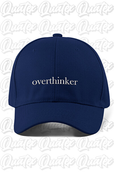 CapHub قبعة مطرزة من Overthinker - لون أزرق داكن 100% قطن جبردين، قبعة موديل ...