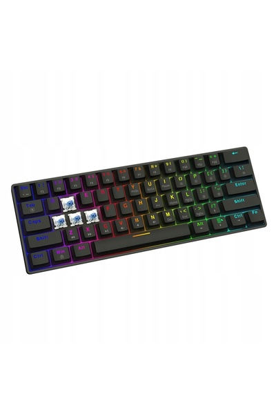 NO BRAND Tastatură mecanică 60% cu fir, pentru gaming, iluminare RGB, hot-swap