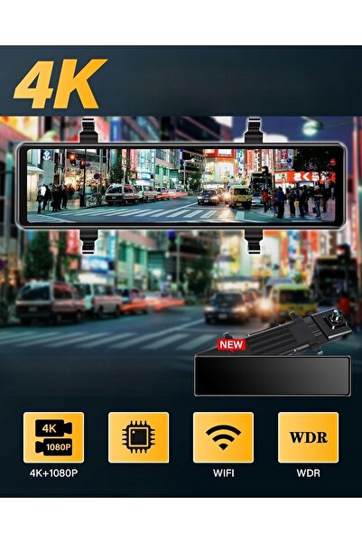 NO BRAND Oglindă auto cu cameră JANSITE 4K WIFI ecran tactil de 12''