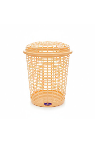 EXCLUSIVE Plastic Laundry Basket with Lid - 50 × 38 cm - Beige