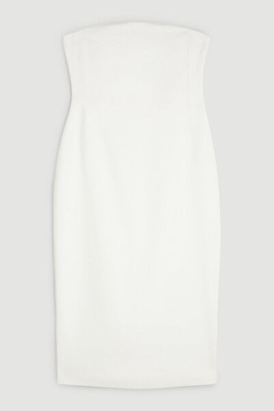 NO BRAND Rochie creion elegantă albă, culoare uni, midi, Bardot, Karen Millen 36