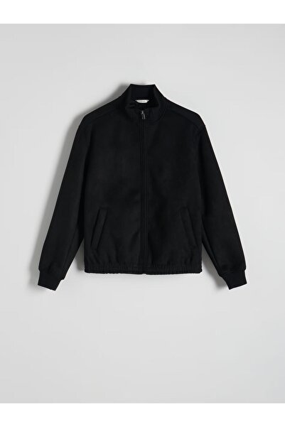 NO BRAND Jachetă bomber clasică neagră, cu mânecă lungă și buzunare cusute, m...