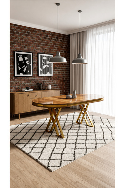 Concept Ayz Home Noreva 90x168 Sabit Oval Lake Panel Mutfak ve Yemek Masası G...