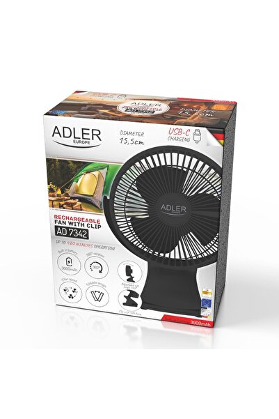 adler Ventilator de birou cu baterie și clemă 2-în-1, unghi reglabil, autonom...